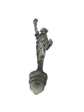 Statue Of Liberty Collectible Pewter Souvenir Spoon 3.5"  Liberty Island N.Y.